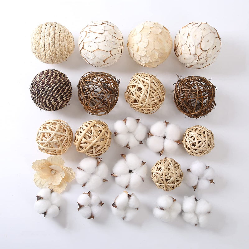 CIR OASES Decorative Balls Assorted Spherical Rattan Twigs Wicker Balls Cotton for Bowl and Vase Filler Balls Spheres Orbs Filler Centerpiece Home Decor - Image 4